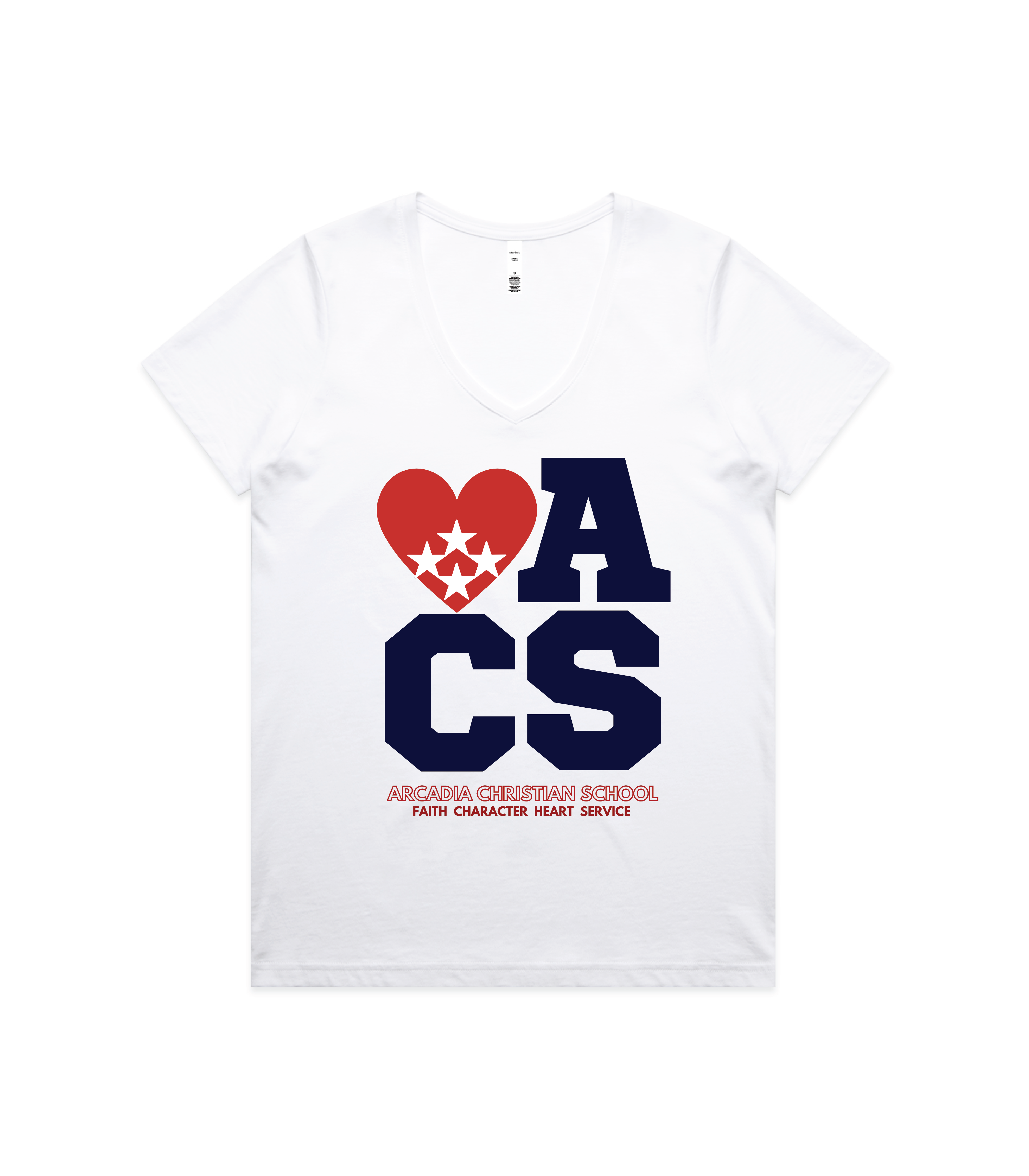 Heart Designs – Faith, Character, Heart, Service Women V-Neck